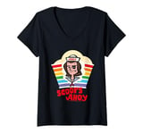 Womens Stranger Things Scoops Ahoy Steve Harrington Rainbow Pride V-Neck T-Shirt