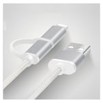 Câble 2 en 1 Pour Enceinte Bose SoundLink Micro Android & Apple Adaptateur Micro USB Lightning 1m Metal Nylon ARGENT