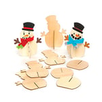 Baker Ross Bonhommes de Neige 3D en Bois (Paquet de 6) - Loisirs créatifs de Noël pour Enfants