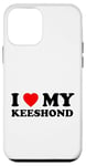 Coque pour iPhone 12 mini J'adore mon chien Keeshond Heart, maman et papa