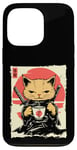 Coque pour iPhone 13 Pro Kawaii Samurai Cat Drinking Coffee, Ninja Cat for Cats Lovers