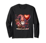 Love Gnome With Valentines Chocolate And Red Heart Balloons Long Sleeve T-Shirt