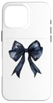 Coque pour iPhone 16 Pro Max Girly | Nœud en aquarelle || Coquette | Nœud noir esthétique