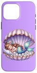 Coque pour iPhone 16 Pro Max Sirène Lilas Violet Sleepy Coquillage Sous L'eau