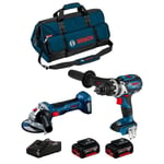 Kit d'outils sans fil BOSCH PROFESSIONAL - GSR 18V-110 C + GWS 18V-7 - 2 batteries 4,0 Ah - Chargeur GAL18V-40