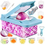 Swetfela Vegetable Chopper, 18 in 1 Chopper Vegetable Cutter, Mandoline Vegetable Slicer Multifunctional, Veg Chopper with 7 Blades, Mitten and Peeler, Food Chopper for Cutting Vegetables and Fruit