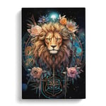 Leo Zodiac Art Informel Art Canvas Print for Living Room Bedroom Home Office Décor, Wall Art Picture Ready to Hang, 30x20 Inch (76x50 cm)