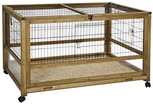 Kerbl Cage pour petits animaux Indoor Space (pour rongeurs, toit rabattable, avec roulettes, base en plexiglas, dimensions 116 x 75 x 70 cm, espacement entre les barreaux 2 cm, enclos pour rongeurs)