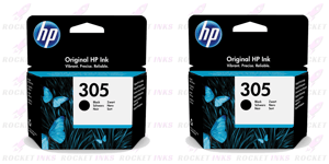 2x Original HP 305 Black Ink Cartridges For DeskJet 2722 Printer 3YM61AE