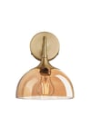 Chelsea Tinted Glass Dome Wall Light, 8 Inch, Amber, Brass holder