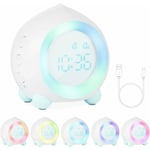 Reveil Veilleuse Enfant, Réveil Enfant Lumineux LED Fille Garcons Numerique Lampe Réveil Veilleuse Volume Réglable Snooze Réveil en USB Charge avec