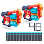 Excel Xcess Lot de 2 48 fléchettes Blaster Combo Pack par ZURU, X-Shot Red Foam Dart Blaster, Toy Blaster, Double Rotation, Jouets pour Enfants, Adolescents, Adultes (Rouge)