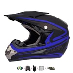 Casque Moto Cross Enfant,Casque Moto Enfant Adoptez Un Design Cool Casque Downhill pour Enfants avec Gants/Lunettes/Masque/Filet à Elastique(6 PCS) Convient pour Toutes Les Saisons (53-54CM)