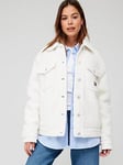 Tommy Jeans Sherpa Badge Logo Jacket - White, White, Size L = Uk 12, Women