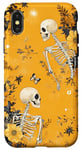 Coque pour iPhone X/XS Jaune Bohème Floral Squelettes Dancing Night Sky Cool Goth