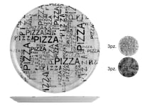 Lot De 6 Assiettes à Pizza en Porcelaine, Déco Ortolano, Diamètre 33 CM Blanc