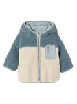 VERTBAUDET Blouson à capuche réversible bébé 1 face colorblock, 1 face unie HYGGE vert d'eau 9M(71CM)