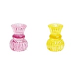 Beautiful Decorative Small Glass Candlestick Holder for candles and Tealight Holders, Ideal, Valentines, Christmas or Wedding Anniversary Present Pink & Yellow