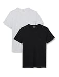 Emporio Armani Men's Pack of 2 Pure Cotton T-shirts Pyjama top, Black/Grey, S UK