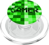 Pixelated Pixel Green Gamer Video Game Gaming PopSockets PopGrip: Swappable Grip for Phones & Tablets PopSockets PopGrip for MagSafe