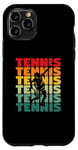 Coque pour iPhone 11 Pro Silhouette de tennis rétro vintage joueur entraîneur sportif amateur