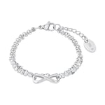 s.Oliver bracelet en acier inoxydable filles enfants bijoux de bras, avec verre, 14+2 cm, argent, Infinity, Livré en boîte cadeau de bijoux