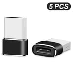 5 Pièces Usb À Type C Otg Adaptateur Usb-C Mâle À Micro Usb Type-C Femelle Convertisseur Pour Macbook Samsung S20 Usbc Usb Otg Connecteur - Type 5pcs Black