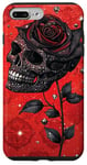 iPhone 7 Plus/8 Plus Black Rose and Skull on Red background Case