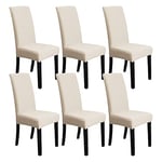 Amazon Basics Lot de 6 Housses extensibles pour chaises de salle à manger, structure diamant tissée jacquard, beige