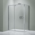 Paroi de douche Noire mat verre 6mm Parre douche angle portes pliantes, NT606 FLEX, 100x90cm, Chrome