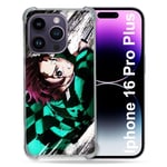 Cokitec Coque Renforcée pour Apple Iphone 16 Pro Plus Manga Demon Slayer Tanjiro