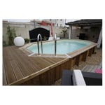 Piscine hors sol bois octogonale- 355x550x120cm - Liner Bleu -OCEA  