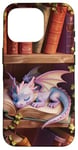 Coque pour iPhone 16 Pro Amateur de livres Cute Dragon Books Cottagecore Flower Bookworm