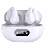 FAYAZ Casque d'écoute sans Fil à Conduction osseuse, Ecouteurs Bluetooth Ecouteurs Bluetooth 5.3 Hi-FI Son Stéréo Écouteurs sans Fil à Réduction de Bruit Contrôle Tactile pour iOS Android,Blanc
