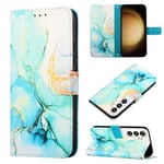 COTDINFOR Compatible avec Samsung Galaxy S24 Plus Coque Flip Folio Portefeuille Phone Cuir Magnétique Clasp avec Porte-Cartes Kickstand Foldable Housse Étui pour Galaxy S24 Plus Marble Vert YBM.