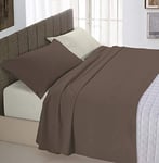 Italian Bed Linen CL-NC-marrone/panna-1PM Natural Color ensemble de draps de lit, Marron/Crème, Small double, 100 % Coton