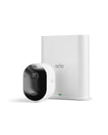 Arlo Pro 5 2K + SmartHub, Caméra de Surveillance WiFi Extérieure sans Fil,Batterie Rechargeable Longue durée, Vision Nocturne Couleur Avancée, Sirène, Essai Secure Inclus, 1 Caméra Blanc