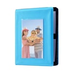 Zink 2x3 Mini Photo Album 64-Pocket w/Transparent Window Cover for 2”x3” ZINK Zero Ink Photo Paper (Blue) Compatible w/Kodak, Lifeprint, Polaroid, HP, Canon, Fujifilm 2x3" photos