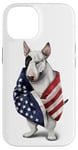 Coque pour iPhone 14 Bull Terrier Dog Patriot Wrap dans le drapeau des États-Unis Amérique