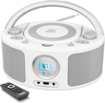 Poste CD Enfant, Radio FM Lecteur CD Portable Boombox (avec Bluetooth,Radio FM,USB,AUX,Prise Casque) Lecteur CD Enfant