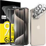 Kit De 6, 3 X Verre Trempé Pour Iphone 15 Pro (6,7 Pouces) Et 3 X Protection Caméra Arrière - Kit Outil D'installation Facile - Anti Rayures - Ultra Résistant-Hd Transparent