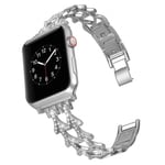 Apple Watch Series 5 44 mm klockarmband i rostfritt stål med strass - Silver