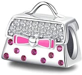 GLYIG Déesse Sac à Main Charme Perle Mignonne 925 Sterling Silver Accessorateurs avec zircone cubique pour Bracelet Pandora Collier Halloween Bijoux Cadeau