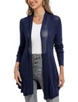 iClosam Gilet Femme Long Tricot Veste Femme Longue Pull Gilet Femme Manches Longue, Bleu1, XXL