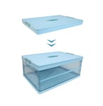 SIC Boîte de Rangement Pliable Transparente,Caisses de Rangement en Plastique，Organisateur Coffre de Voiture,Armoires,Maison,Garde-Manger,Bureau, (42 x 28 x 21 cm, bleu)