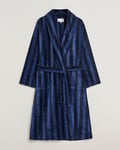 Derek Rose Cotton Velour Striped Gown Navy/Blue