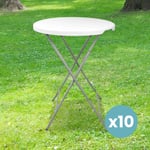 Lot de 10 Tables Hautes Mange Debout Pliante Grand Plateau 80 cm - Hauteur 1,10M - Table Pliante Mange Debout Grande Capacité idéal pour Cérémonies