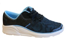 Supra Noiz Womens Trainers Black Blue Lace Up Casual Running Shoes 98026 069 Leather - Size UK 4