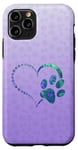 Coque pour iPhone 11 Pro Bleu sarcelle/violet/motif patte de chien avec empreintes de pattes