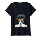 Womens Second Officer Italian Greyhound Airline Pilot V-Neck T-Shirt